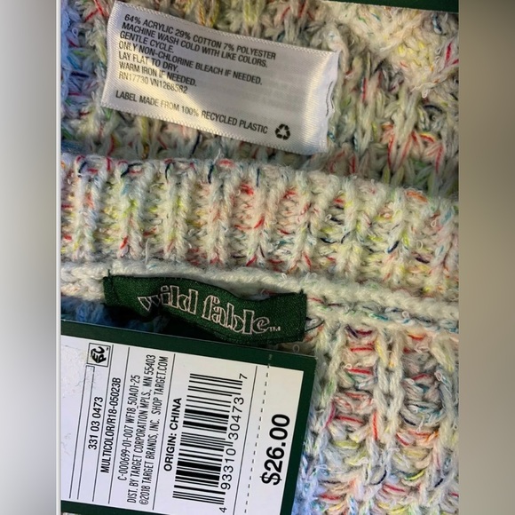 Women's Cropped Long Sleeve V-Neck Sweater ~ Wild Fable Multicolor - Picture 5 of 7